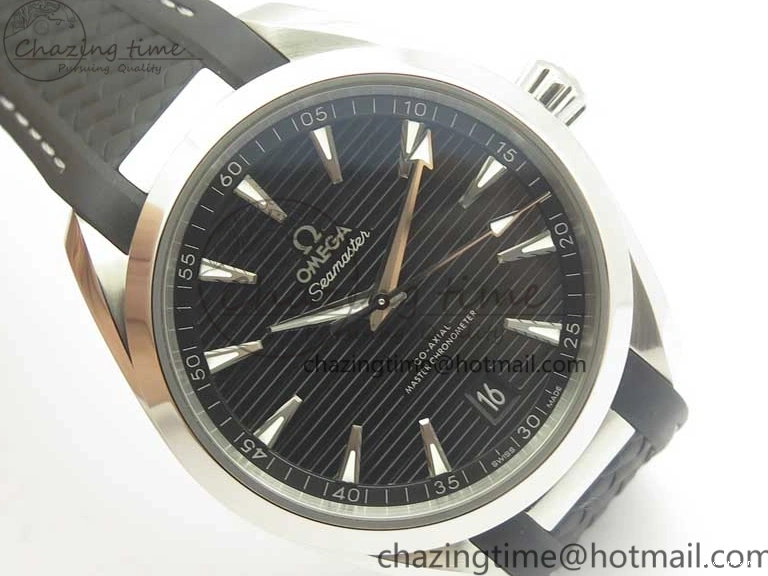 0317 Aqua Terra 150M Master Chronometers VSF 1:1 Best Edition Black Dial SS Hand on Black Rubber Strap A8900 Super Clone Unisex 8005